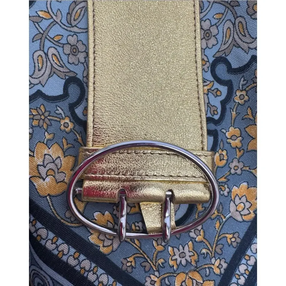 Prada Metallic Gold Leather Wide Statement Belt 36/85 Oval Buckle Made in Italy